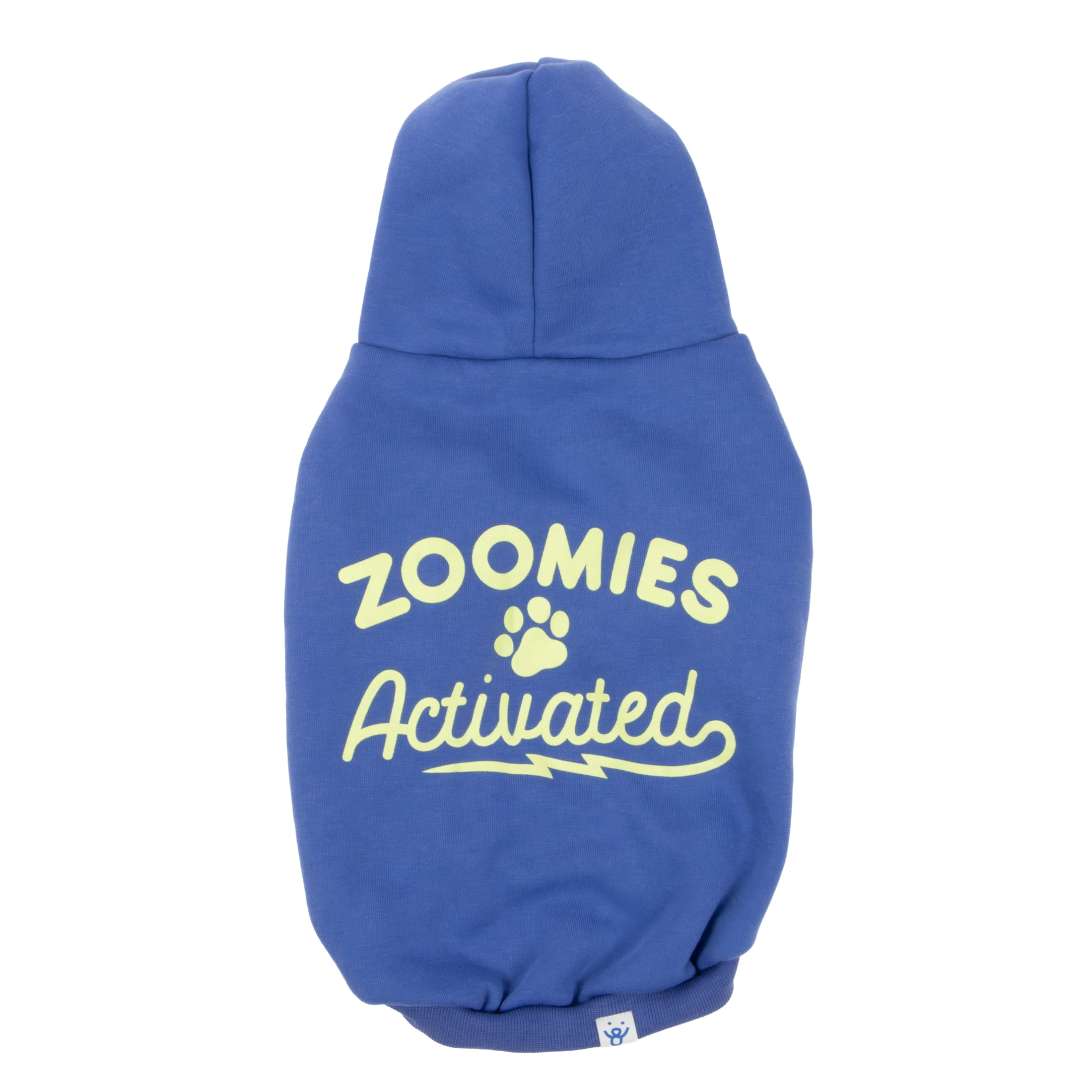 Oodles Zoomie Activated Fall Dog Hoodie, Blue, Small