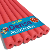 Oodles of Noodles Deluxe Foam Pool Noodles   48  x 2.5  Hollow Core Swim Noodles   Extra Dense, Durable, Buoyant   Pool, Beach, Crafts, DIY Projects Red