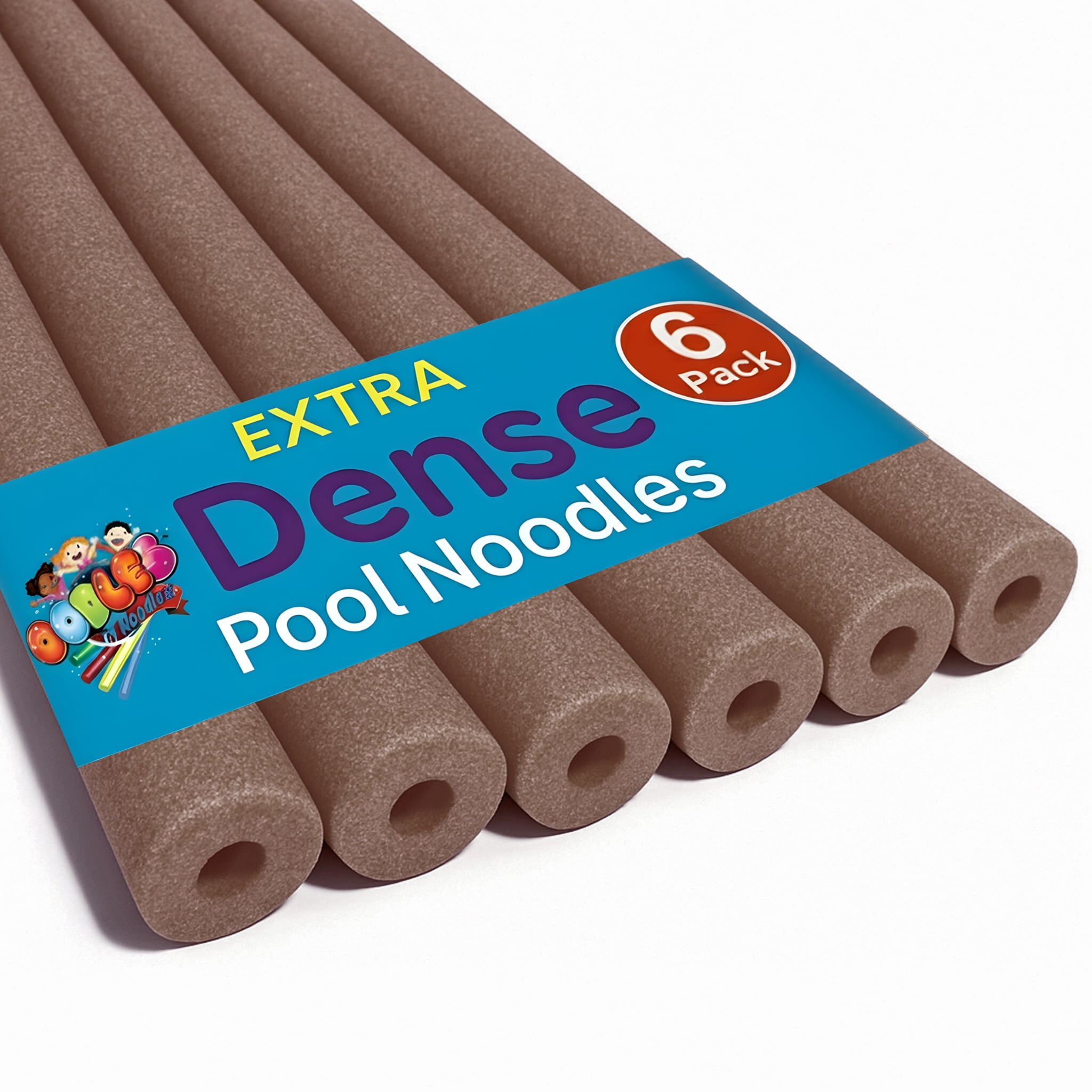 Oodles of Noodles Deluxe Foam Pool Noodles – 48” x 2.5” Hollow Core Swim Noodles – Extra Dense, Durable, Buoyant – Pool, Beach, Crafts, DIY Projects (Brown)