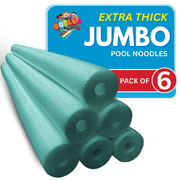 Oodles of Noodles Jumbo Pool Noodles - 6 Pack - Approx. 55 inch x 3.5 inch Hollow Core Pool Noodles Foam Tube Green