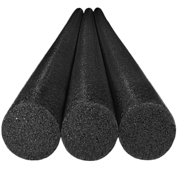 Oodles of Noodles Extra Long Solid Core Pool Noodles - 55 inch x 2.75 inch Swim Tubes for Swimming, Exercise, Water Activities - 3 Pack (Black)