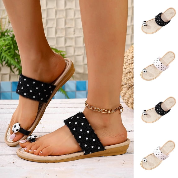Oofos Sandals for Women Women's Fashionable And Versatile Plus-Size Flops With Decorative Polka Dots for Spring And Summer Trendy And Comfortable Slippers Black 36