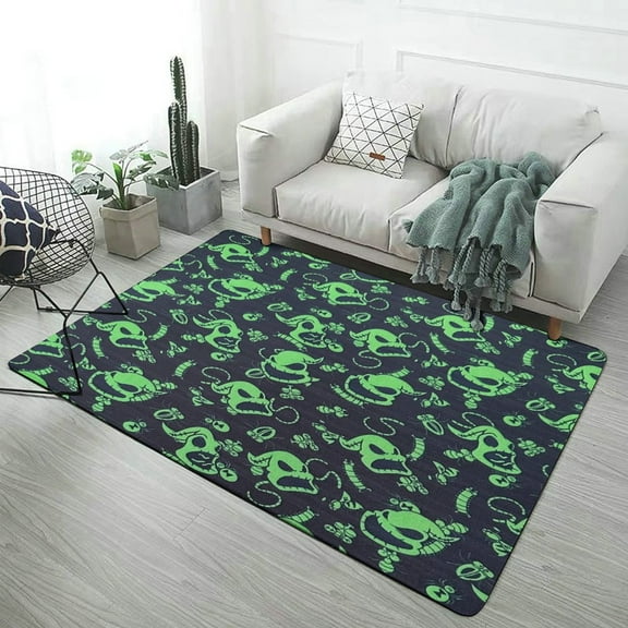 Oogie Boogie Carpet for Living Room Fashion Pattern Coral Velvet Floor Mat Non-Slip Soft Yoga Area Rugs 40x60inch