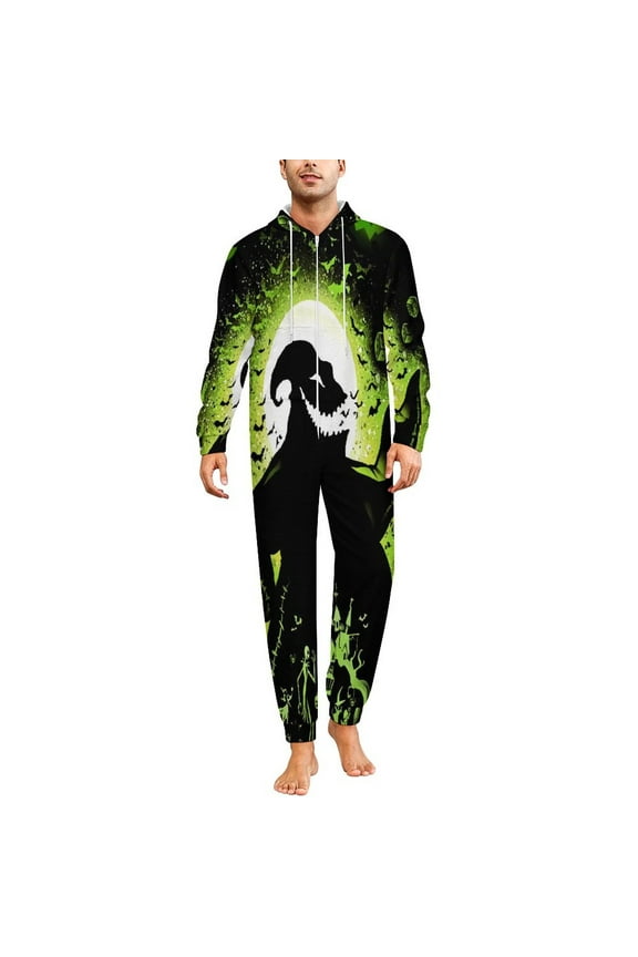 Oogie Boogie Jumpsuit for Men Women Hooded Flannel Onesie Rompers Soft Cozy Loungewear Home Pajamas 4XL