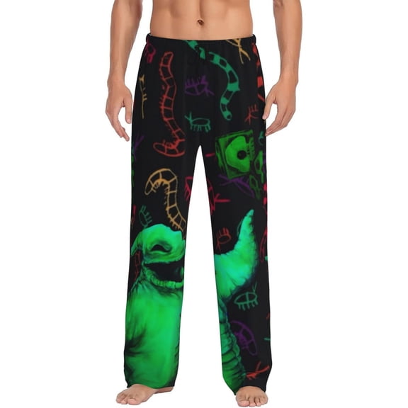 Oogie Boogie Men's Pajama Pants, Ultra-soft Comfy Casual Lounge Pants, Graphic Printed Sleep Pjs Bottoms With Drawstring Pockets