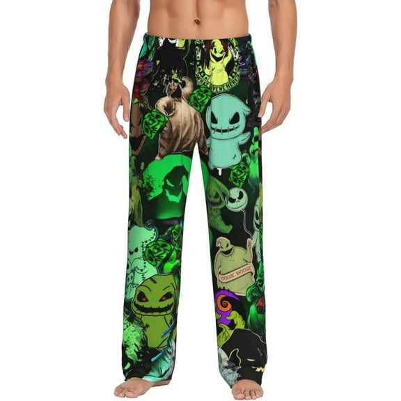 Oogie Boogie Men's Pajama Pants, Ultra-soft Comfy Casual Lounge Pants, Graphic Printed Sleep Pjs Bottoms With Drawstring Pockets