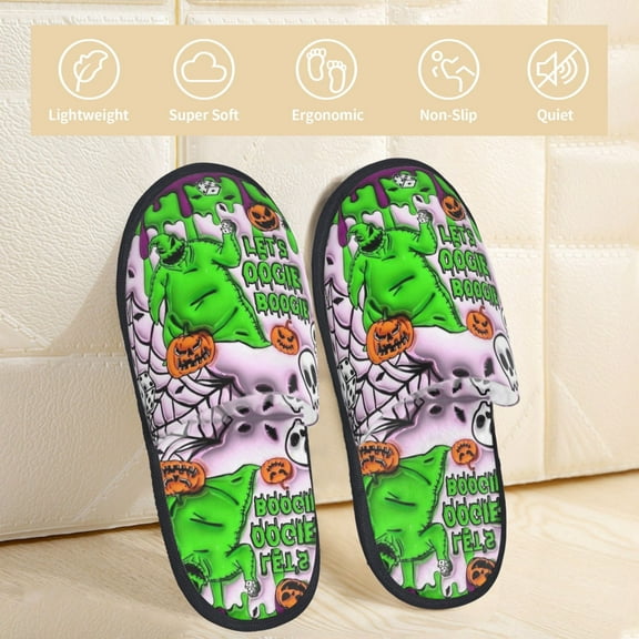 Oogie Boogie Slippers Bedroom Shoes Indoor Furry Warm Stylish Pattern Home Slippers For Women Men Medium