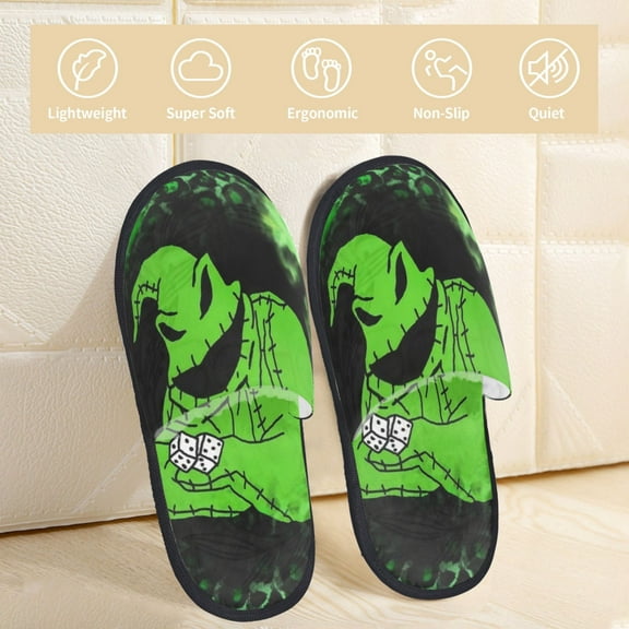 Oogie Boogie Slippers Bedroom Shoes Indoor Furry Warm Stylish Pattern Home Slippers For Women Men Medium
