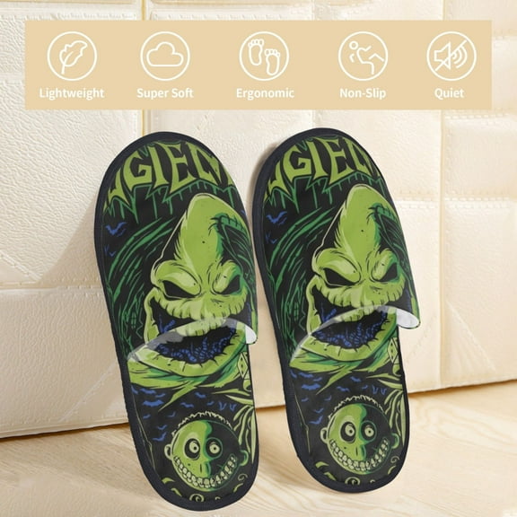 Oogie Boogie Slippers Bedroom Shoes Indoor Furry Warm Stylish Pattern Home Slippers For Women Men Medium