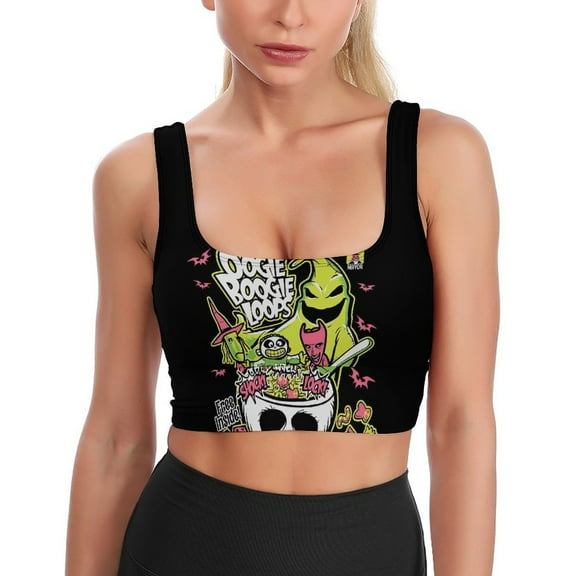 Oogie Boogie Yoga Vest Basic Racerback Fitted Crop Tops Printed Sports Bra for Women Girls S