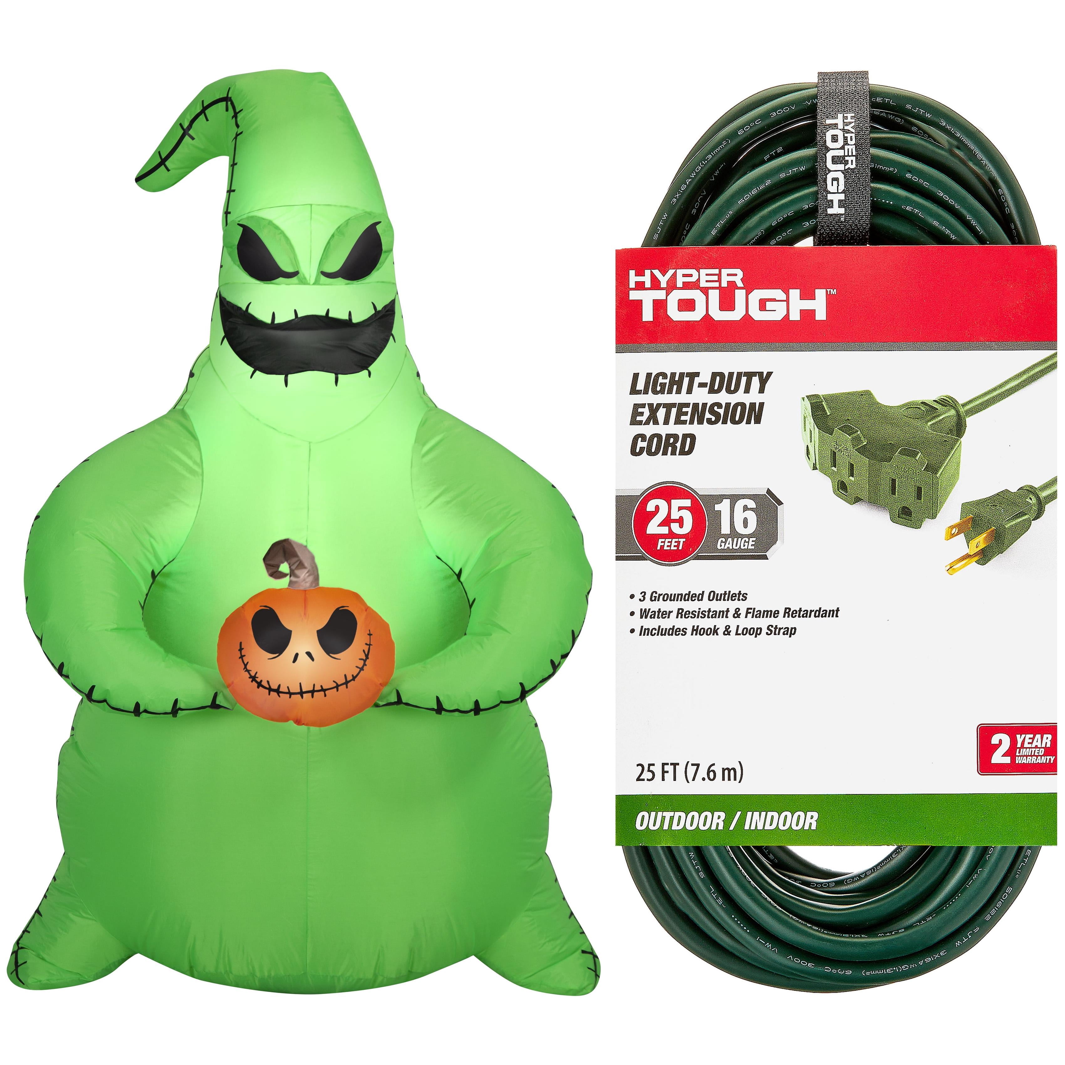 Oogie & Jack Pumpkin Head Yard Inflatable + Hyper Tough 25FT Tri-Outlet Outdoor Extension Cord