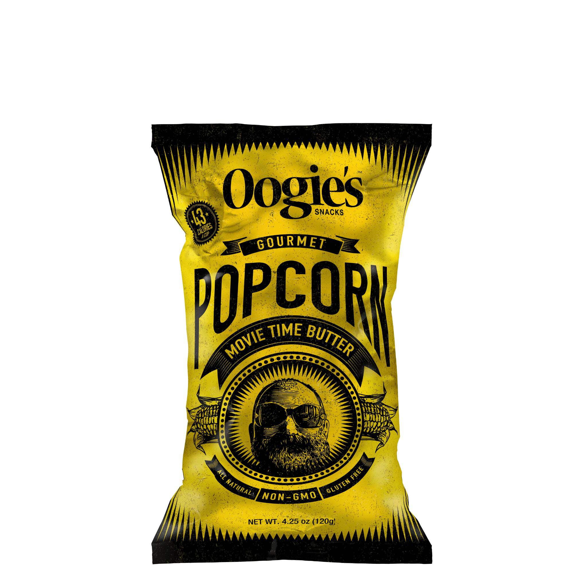 Oogie’s Snacks Gluten-Free Movie Time Butter Popcorn, 4.25 oz Big Bags (4 Count)