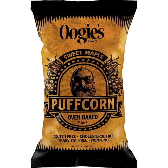 Oogie's Snacks Gluten-Free Sweet Maple Puffcorn, 4 oz Big Bags (4 Count)