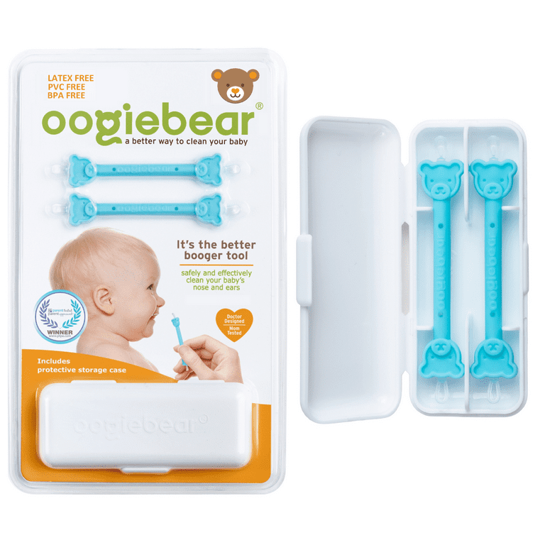Oogiebear 2 Pack Booger and Ear Wax Picker with Case, Safe For Newborns