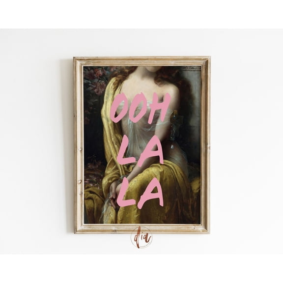 Ooh La La Altered Art Portrait Eclectic Wall Decor Vintage Maximalist Bedroom Sign, Unframed Paper Poster 8x10in