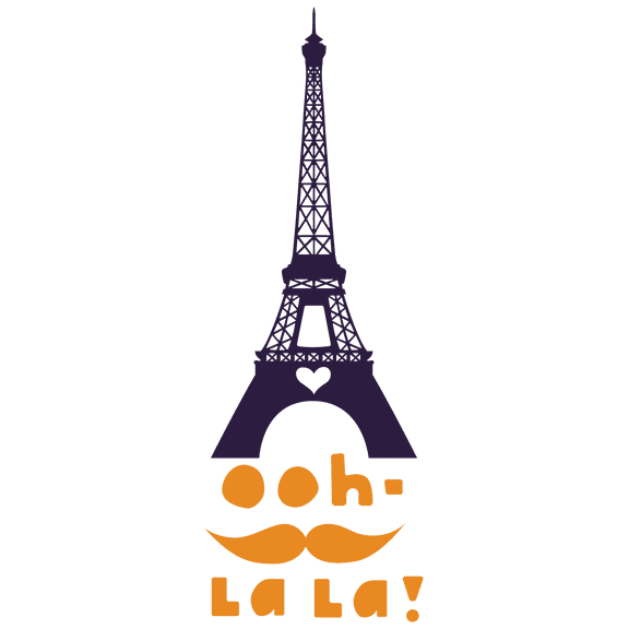 Ooh La La French Phrase with Eiffel Tower Artwork Vinyl Wall Decal - Majestic Landmark Silhouette for Living Room Wall Decoration 20" x 54"