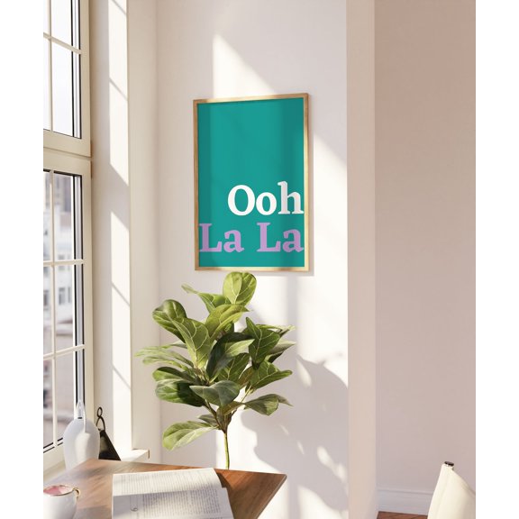 Ooh La La Slogan Bathroom French Typography Wall Art Dorm Room Colorful Accent