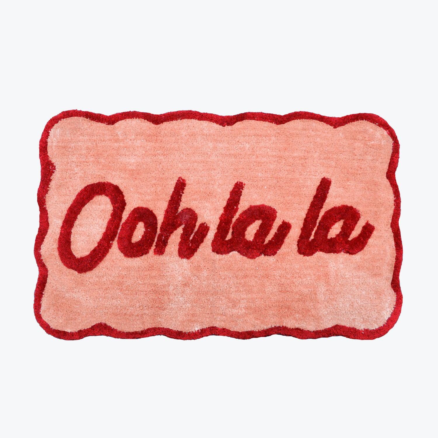 Ooh La La Slogan Scallop Bath Mat - Scalloped Bathroom Rug