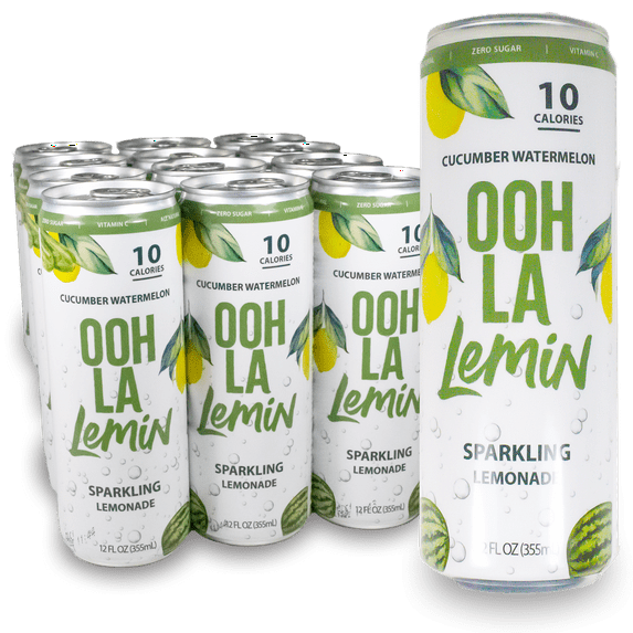 Ooh La Lemin Sparkling Lemonade, Cucumber Watermelon, 12 fl oz, 12 pack