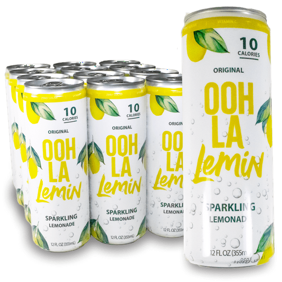 Ooh La Lemin Sparkling Lemonade, Original, 12 fl oz, 12 Pack