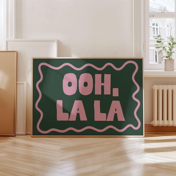 Ooh Lala Art Poster, Pink And Green Home Decor Poster, Living Room Wall Art, Bedroom Art Dorm Decor Bathroom Wall Art, Wall Art, Unframed Poster Size 8x12 F03.1.15l100