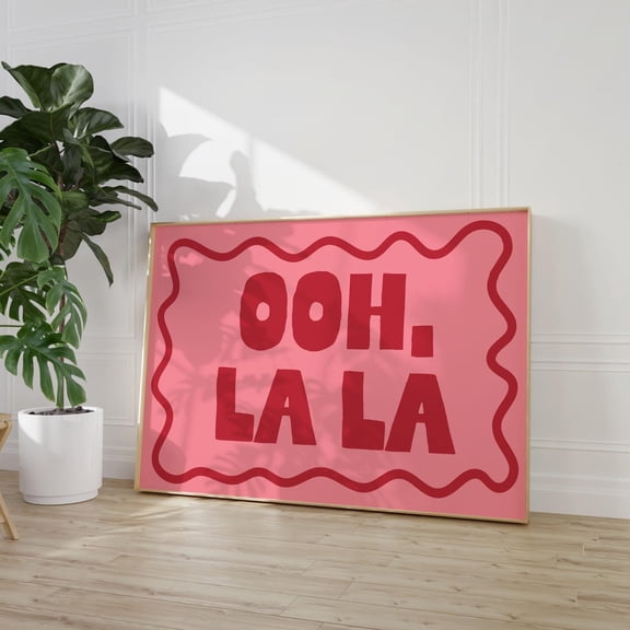 Ooh Lala Art Poster, Pink And Red Home Decor Poster, Living Room Wall Art, Bedroom Art Dorm Decor Girly Coquette Art, Wall Art, Unframed Poster Size 8x12 F03.1.15l160