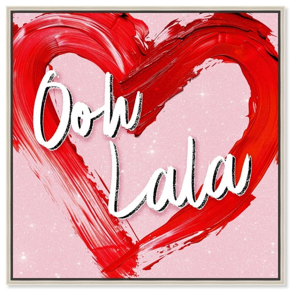 Ooh Lala Heart Paint Canvas Modern Trendy Art by Art Remedy, Silver Frame, 12" x 12"