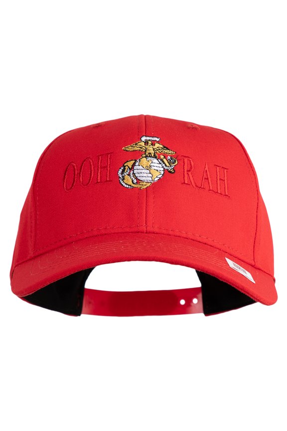 Ooh Rah Logo Embroidered 6 Panel Structured Cotton Twill Cap Made in USA - Red OSFM