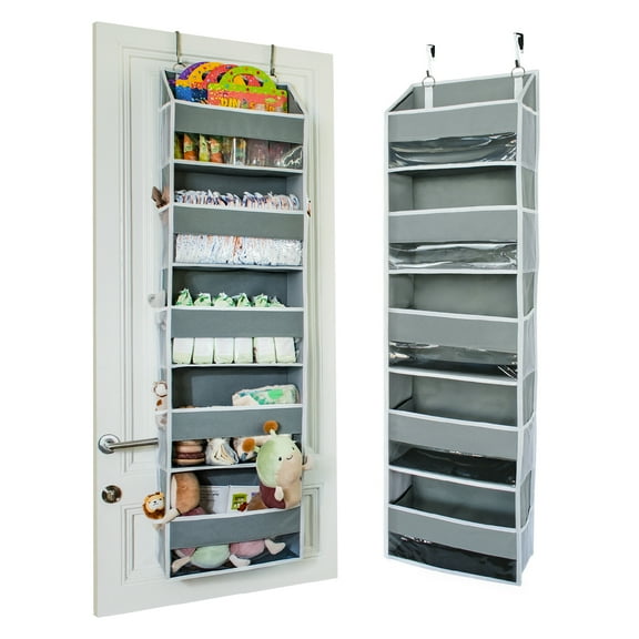 Ooh So Tidy Over Door Organizer - 5-Tier Hanging Organizer with 5 Large Pockets & 10 Mesh Pockets - Ideal for Craft Room, Nursery, Kids Room, Dorm Storage & Shoe Organization (Grey, 15 x 55.5 x 6.5)