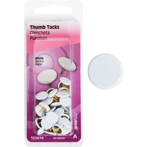 Hillman White Thumb Tacks - Thumb Tacks - White