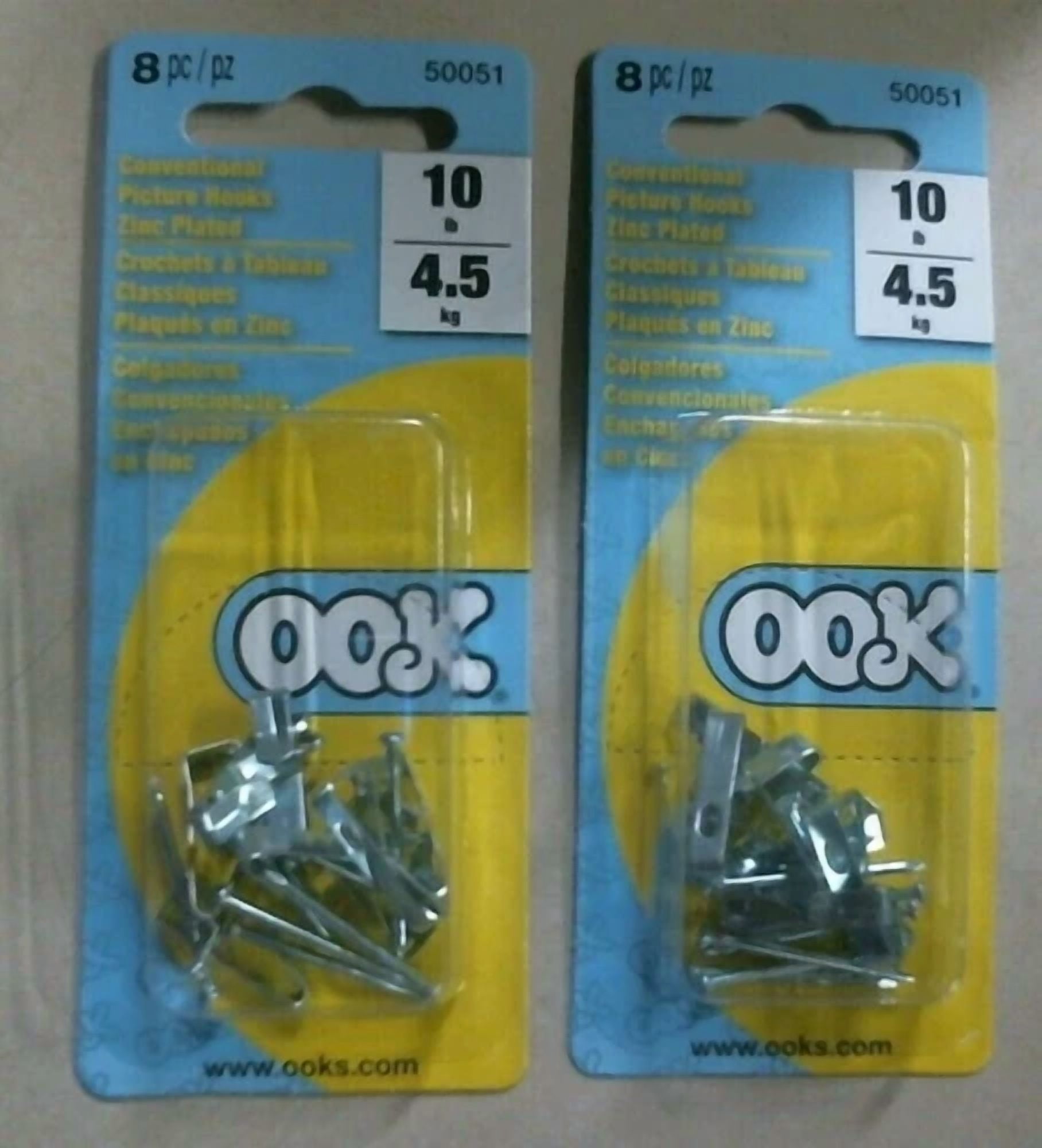 Ook 50051 Conventional Picture Hooks, 8 Pc. Lot Of 2, Free Shipping