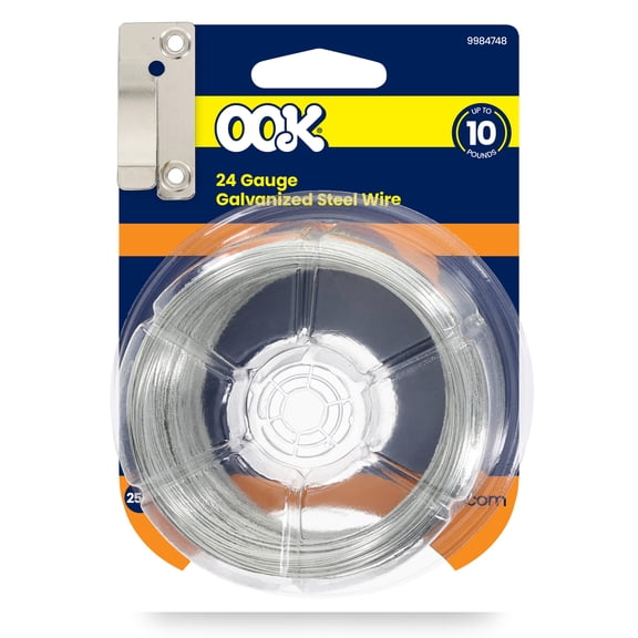 Ook Hanging Wire, 250 ft, 10 lbs, 24 Gauge, Galvanized Steel, Silver