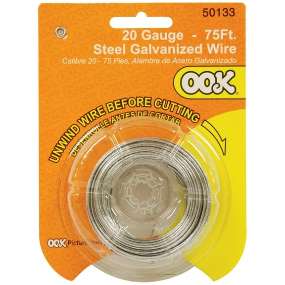 Ook Picture Hanging Wire, Steel Galvanized Wire, 20 Gauge, 75 ft.