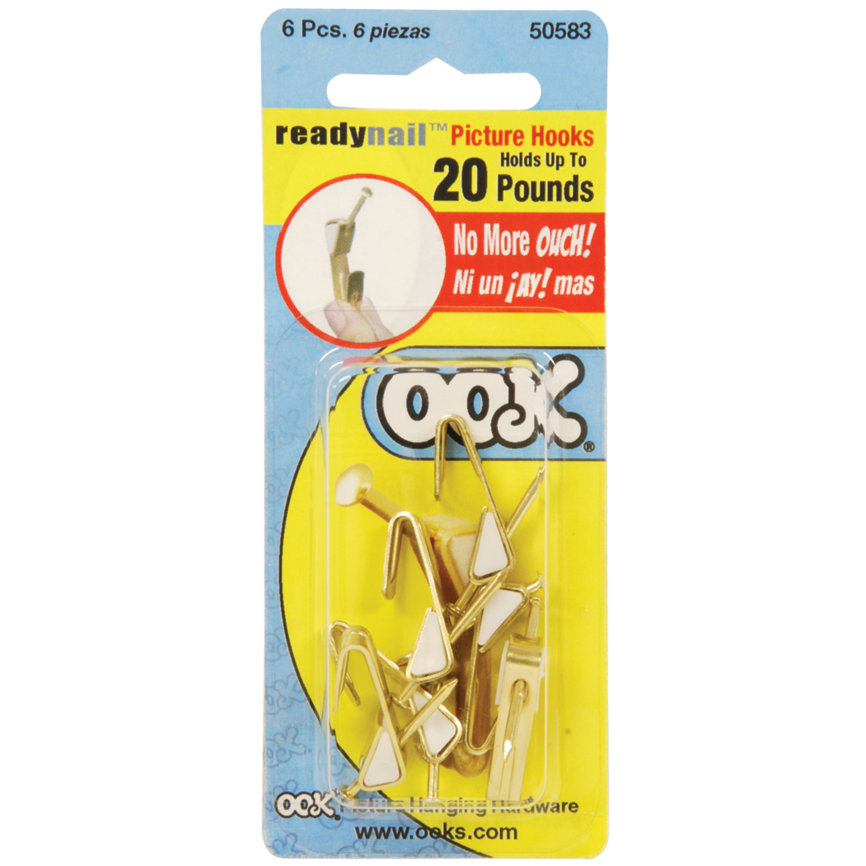 Ook ReadyNail Picture Hangers, 20 lbs., 6/Pkg.