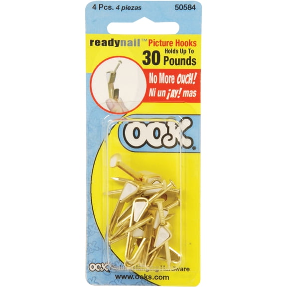 Ook ReadyNail Picture Hangers, 30 lbs., 4/Pkg.