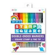 OOLY 12 Double-Sided Art Markers with Square Stamp & Fine Point, Multicolor 1 Pack
