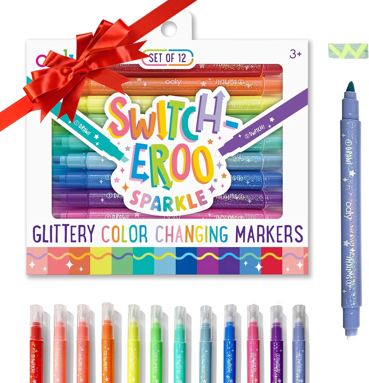 OOLY Switcheroo Sparkle, Glittery Color-Changing Markers, 12 Count ...