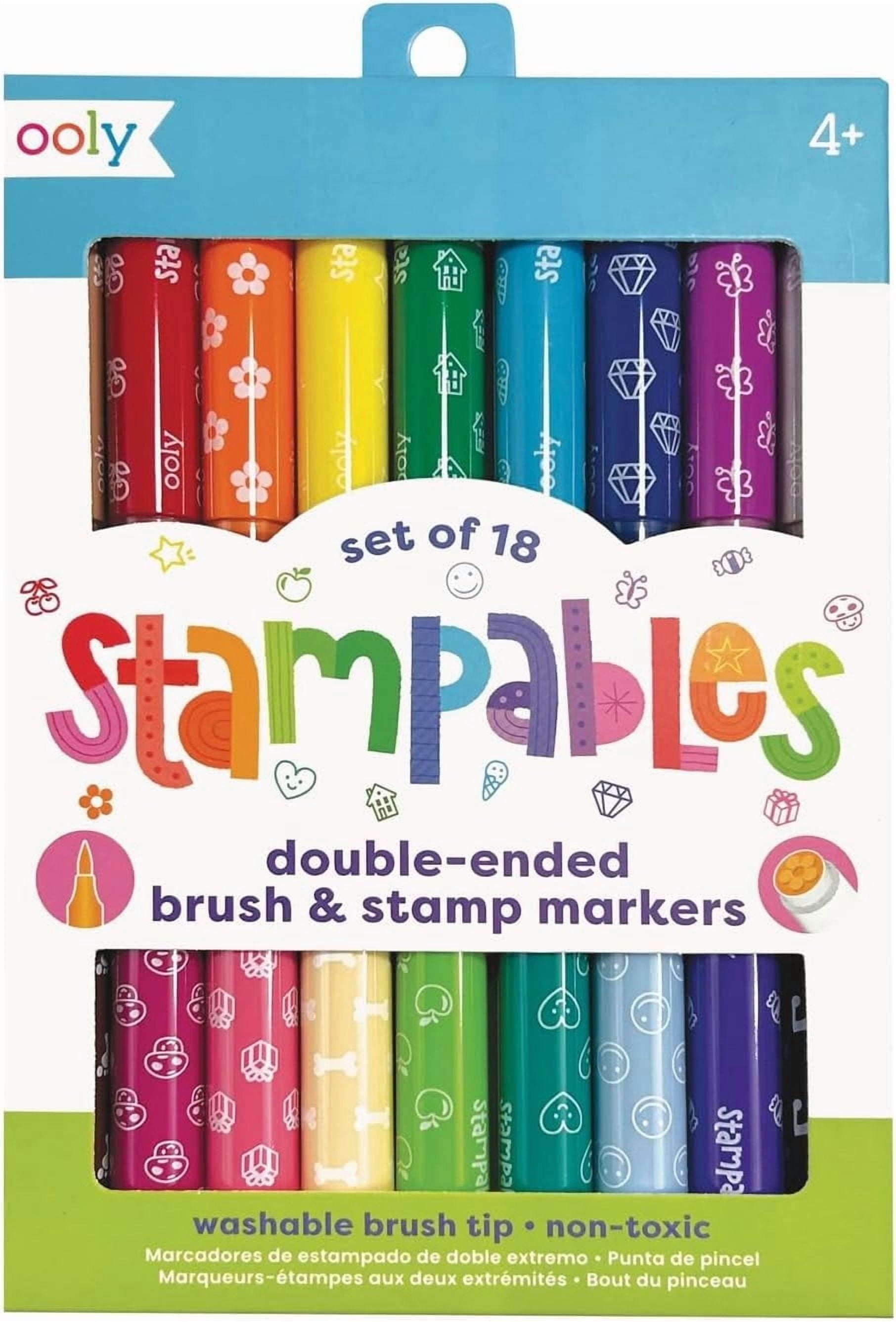 OOLY Stampables Double-Ended Markers with Stamp Tip & Felt Tip, 18