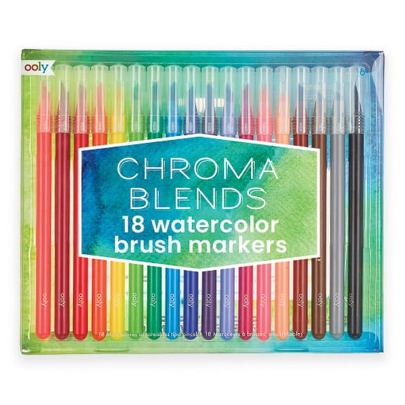 Ooly Chroma Blends Watercolor Brush Markers, Set of 18 Watercolor Markers