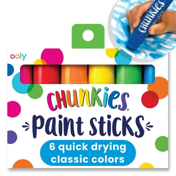 Ooly Chunkies 6 Paint Sticks For Kids, Mess Free Art Supplies for Toddlers