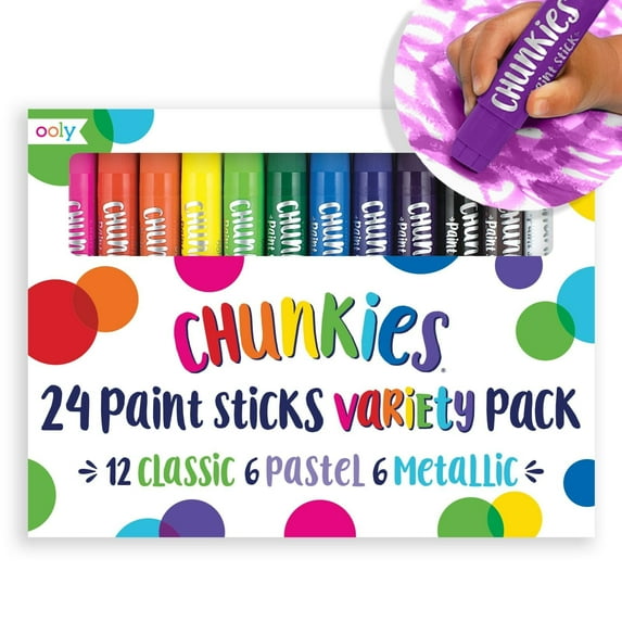 Ooly Chunkies Paint Sticks For Kids, 24 Tempera Paint Sticks Variety Set