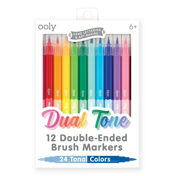 OOLY Dual Tone Double-Ended Brush Markers 12 Markers and 24 Colors