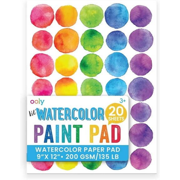 Ooly Lil' Watercolor Thick Paper Sketchbook Pad, 9 x 12", 20 Pages