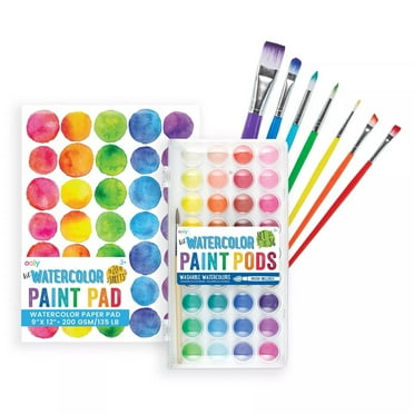 Ooly Lil' Watercolor Complete Bundle 36 Color Pod Set of 7 Brushes and Paint Pad