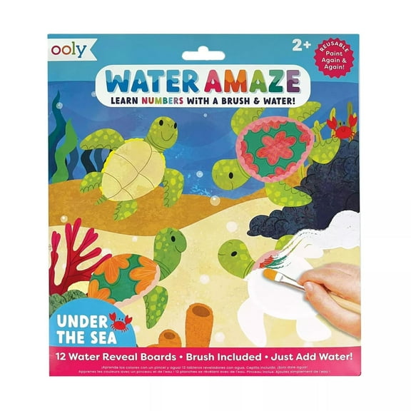OOLY Water Amaze Under The Sea, 12 Magic Water Reveal Boards & Brush for Kids
