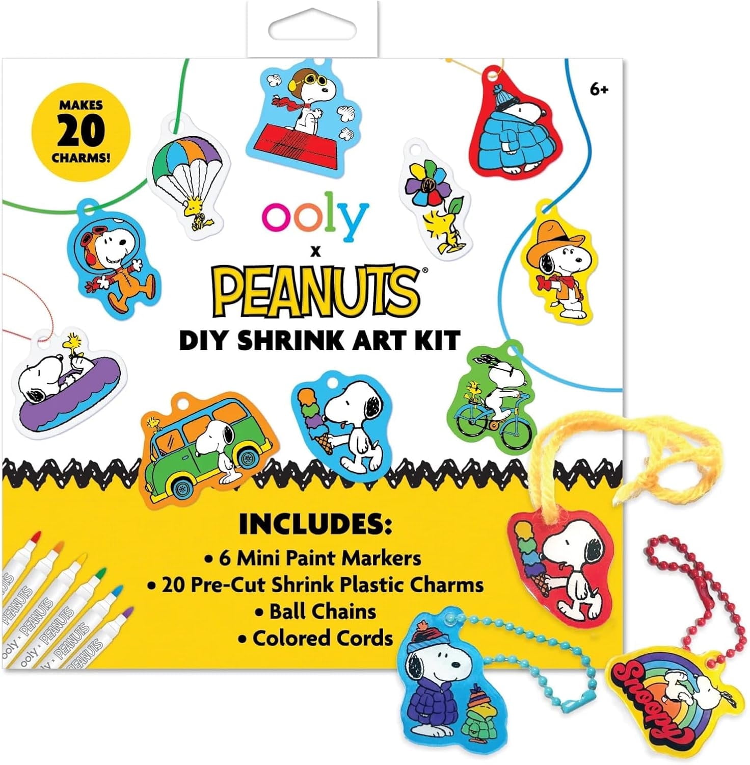 Ooly x Peanuts: Snoopy Themed 34-Piece DIY Shrinking Art Kit with