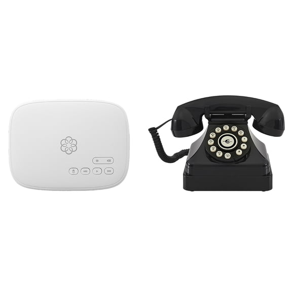 Ooma VoIP Home Phone Retro Bundle with Phone Genie IP Wired Adapter, Wired Crosley Kettle Phone, and Premier Service