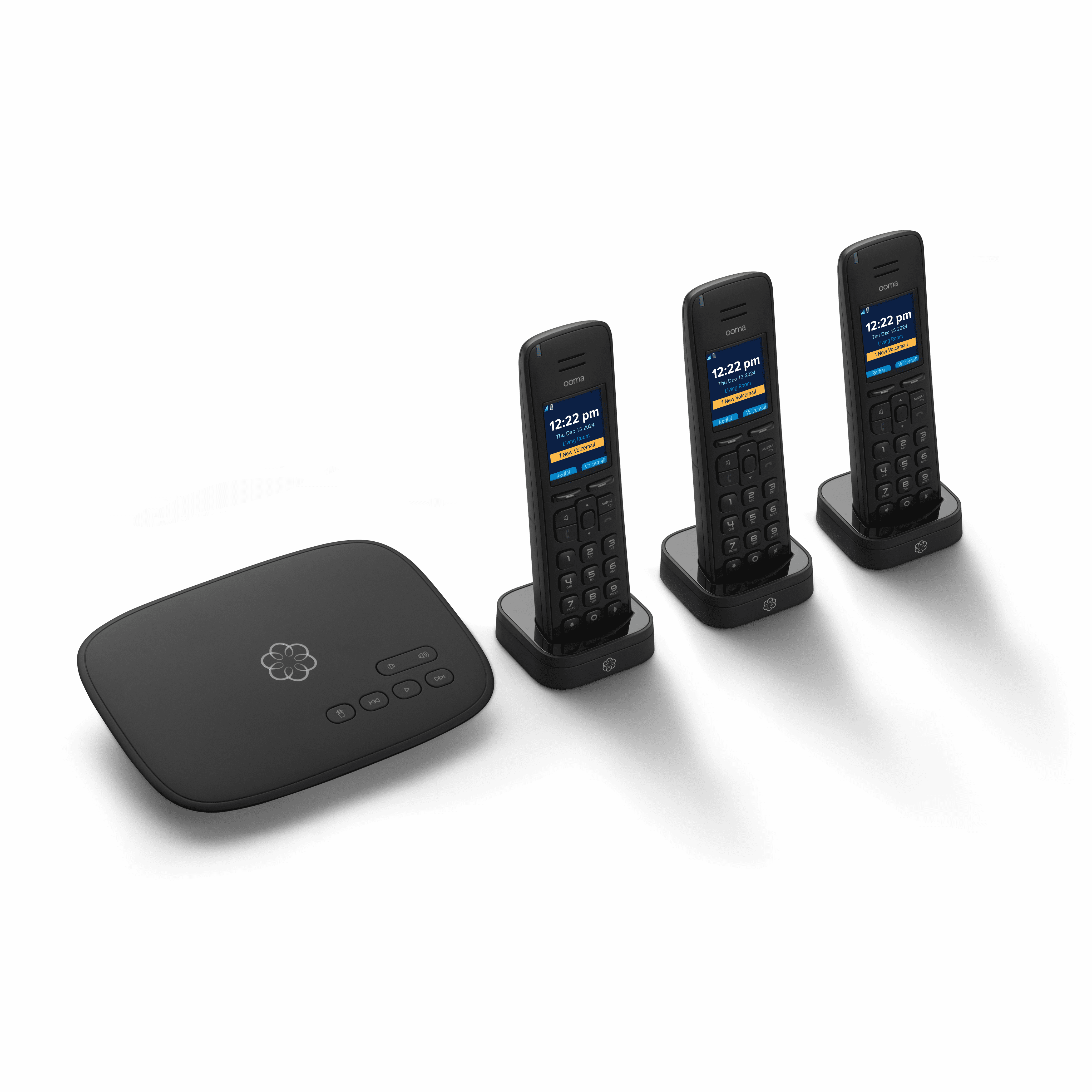 Ooma Telo VoIP Internet Home Phone Service with 3 Cordless Handsets