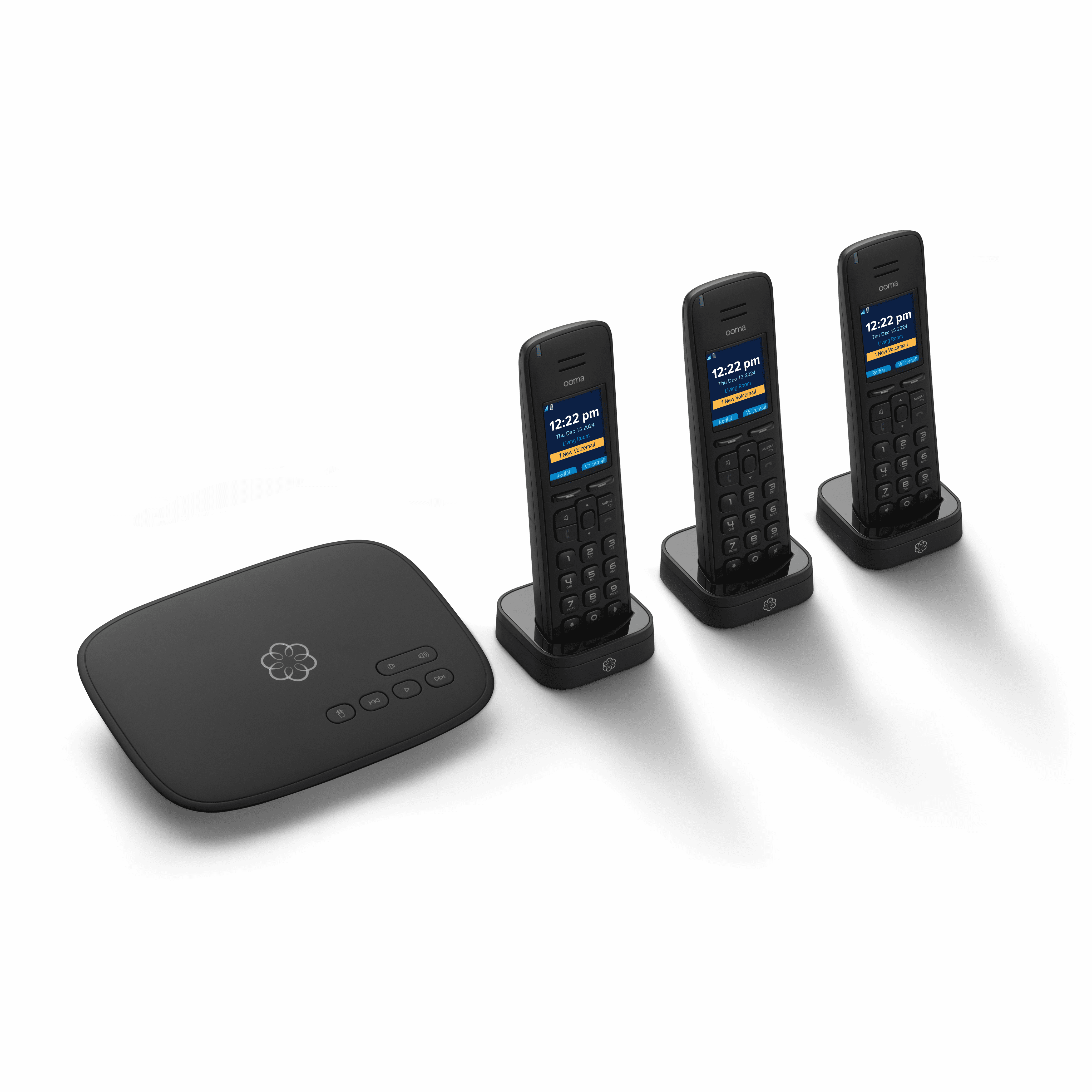 Ooma Telo Voip 3 Handsets Cordless Phone Set