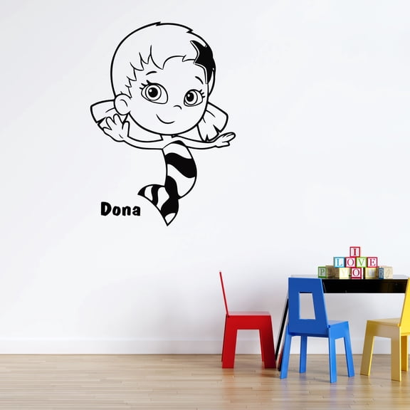 Oona Waiving Hi Bubble Guppies Wall Art Decal - 20" x 28" Removable Comedy Cartoon Series Home Wall Decor | Vinyl Adhesive Nursery Kids Bedroom Decoration Sticker